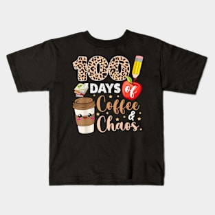 100 Days Of Coffee Chaos  100th Day Of School Teachers Kids T-Shirt